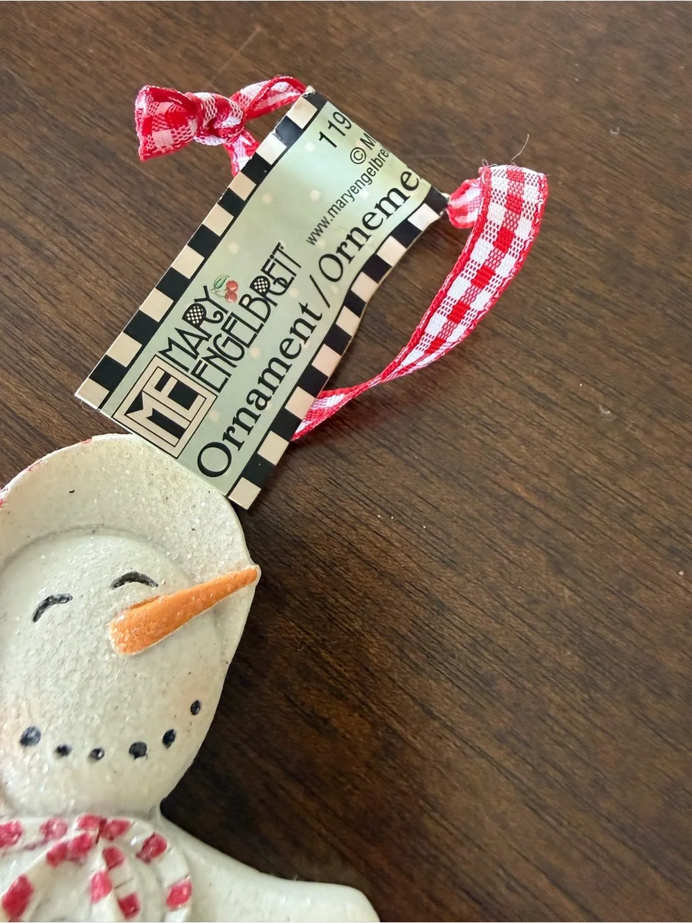 Mary Engelbreit 1997 Snowman Christmas Ornament w/ Tag Holiday Decor